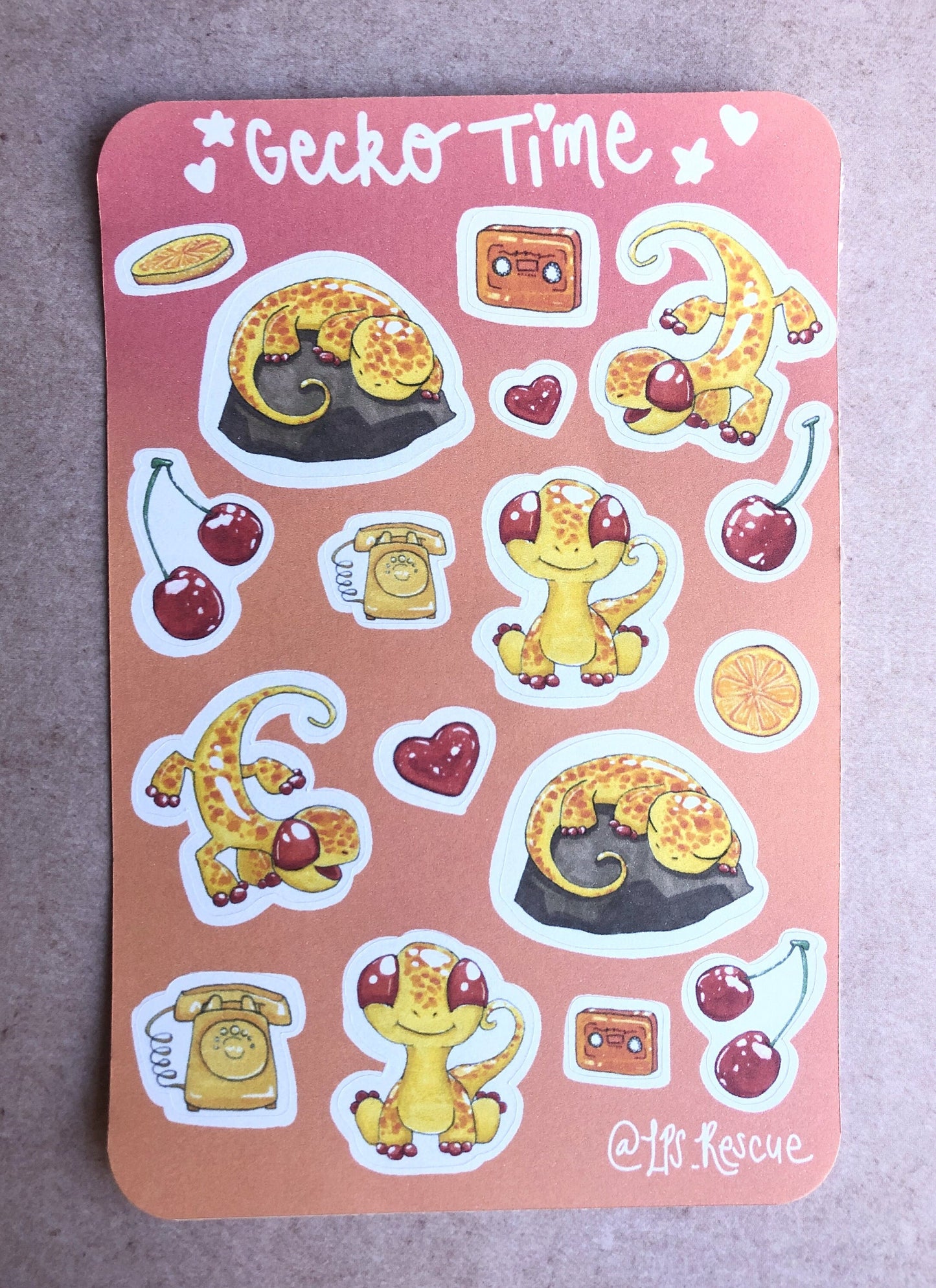 Gecko Time Sticker Sheet - Cute Stickers for your Bullet Journal, Planner, Scrapbook, Notebooks, Decoration, and More