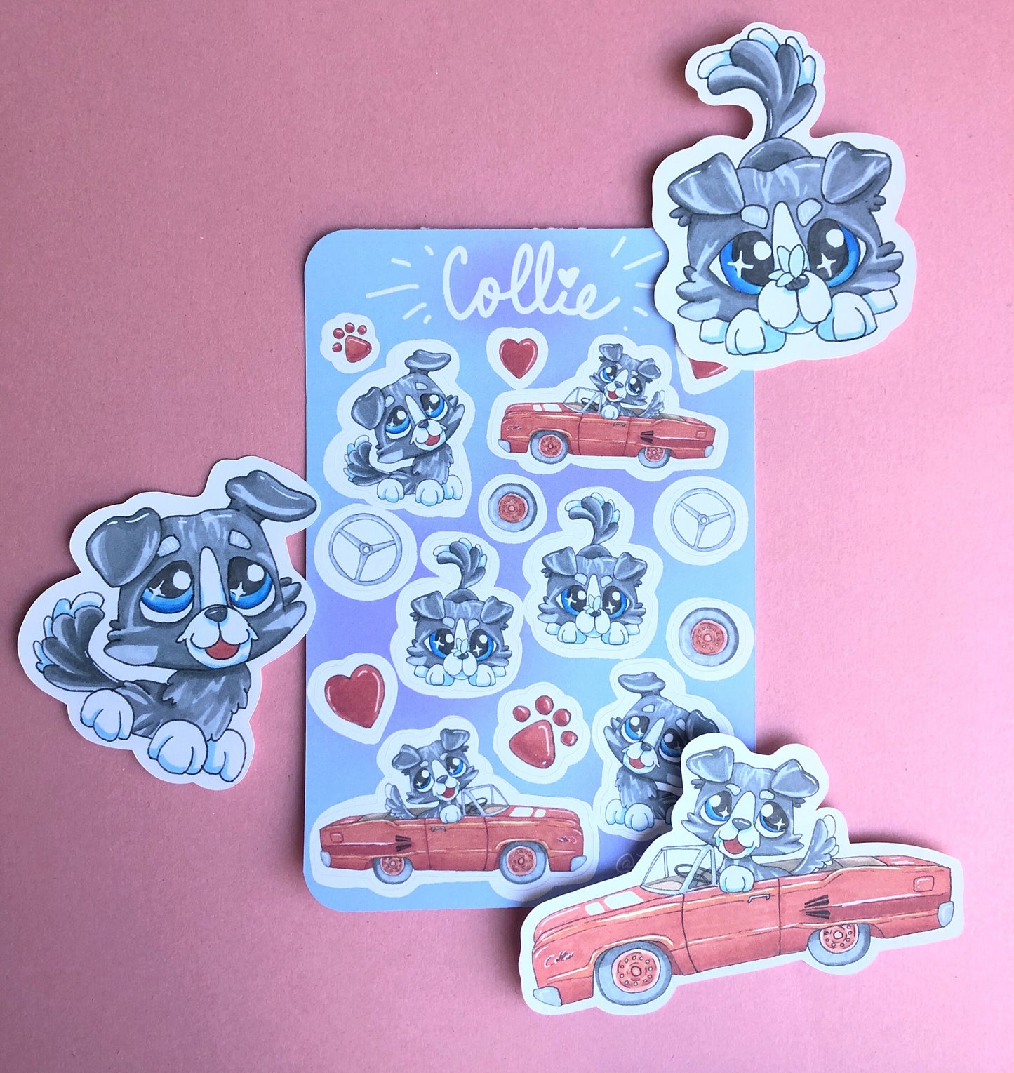 The "Collie" Sticker Sheet - Cute Dog Stickers for your Bullet Journal, Planner, Scrapbook, Notebooks, Decoration, and More