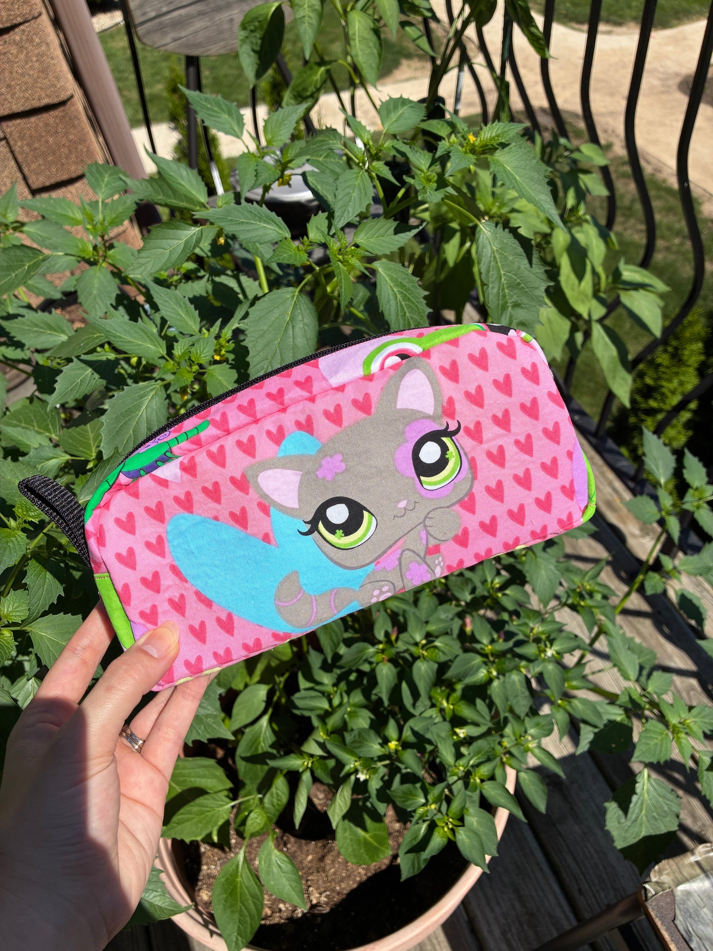 Handmade Pencil Case/Make-up Pouch - Discontinued Littlest Pet Shop Fabric