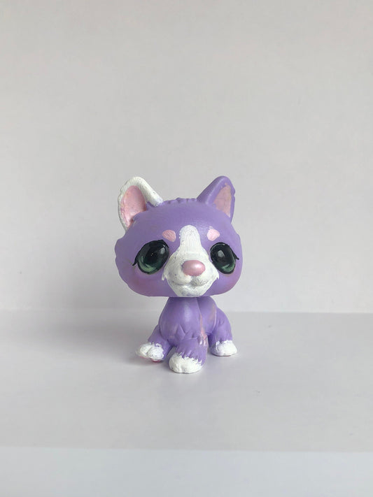 Lps Custom Pastel Purple Husky Puppy Dog (Hand Painted OOAK Littlest Pet Shop Figure for Display)