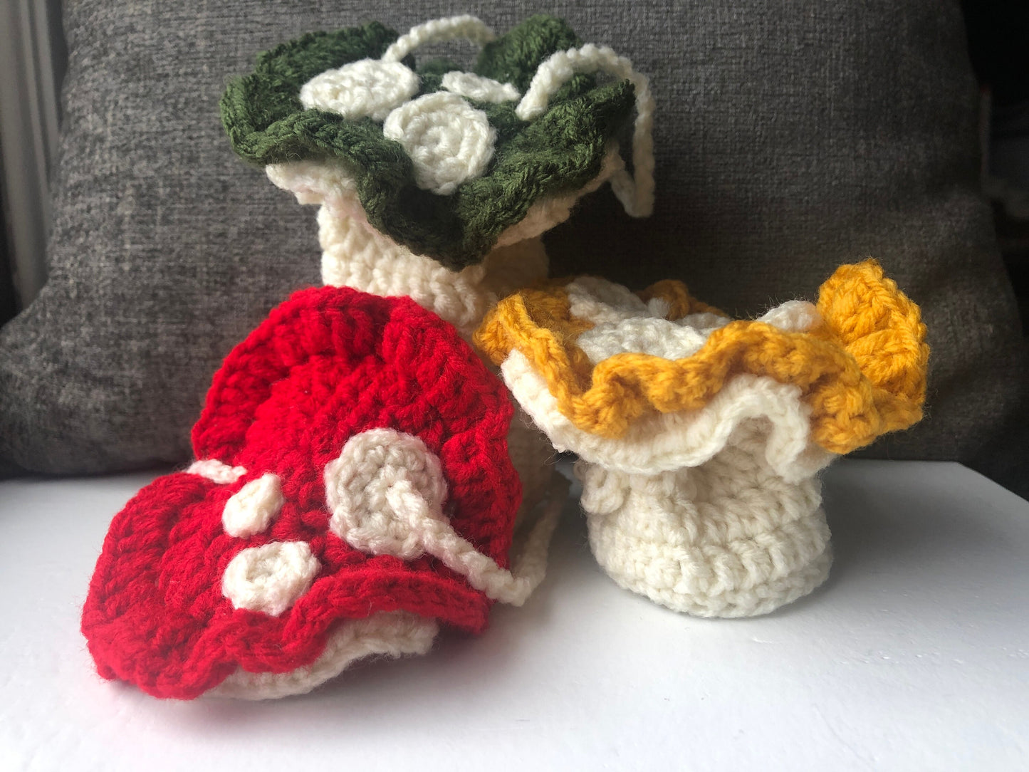 Crochet Mushroom Bag Charm - Handmade trinket bag to Take Your Favorite Toys and Collectibles on The Go (Designed to fit 2-3" lps toys)