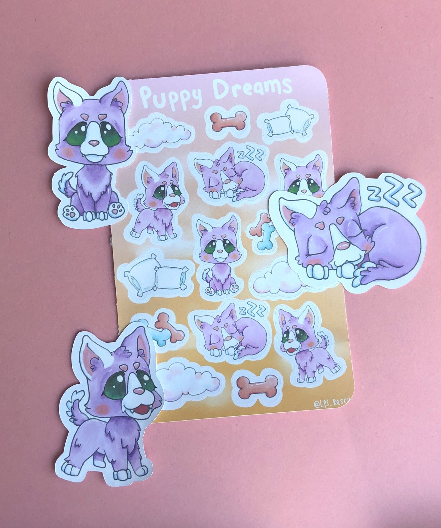 Puppy Dreams Sticker Sheet - Cute Dog Stickers for your Bullet Journal, Planner, Scrapbook, Notebooks, Decoration, and More