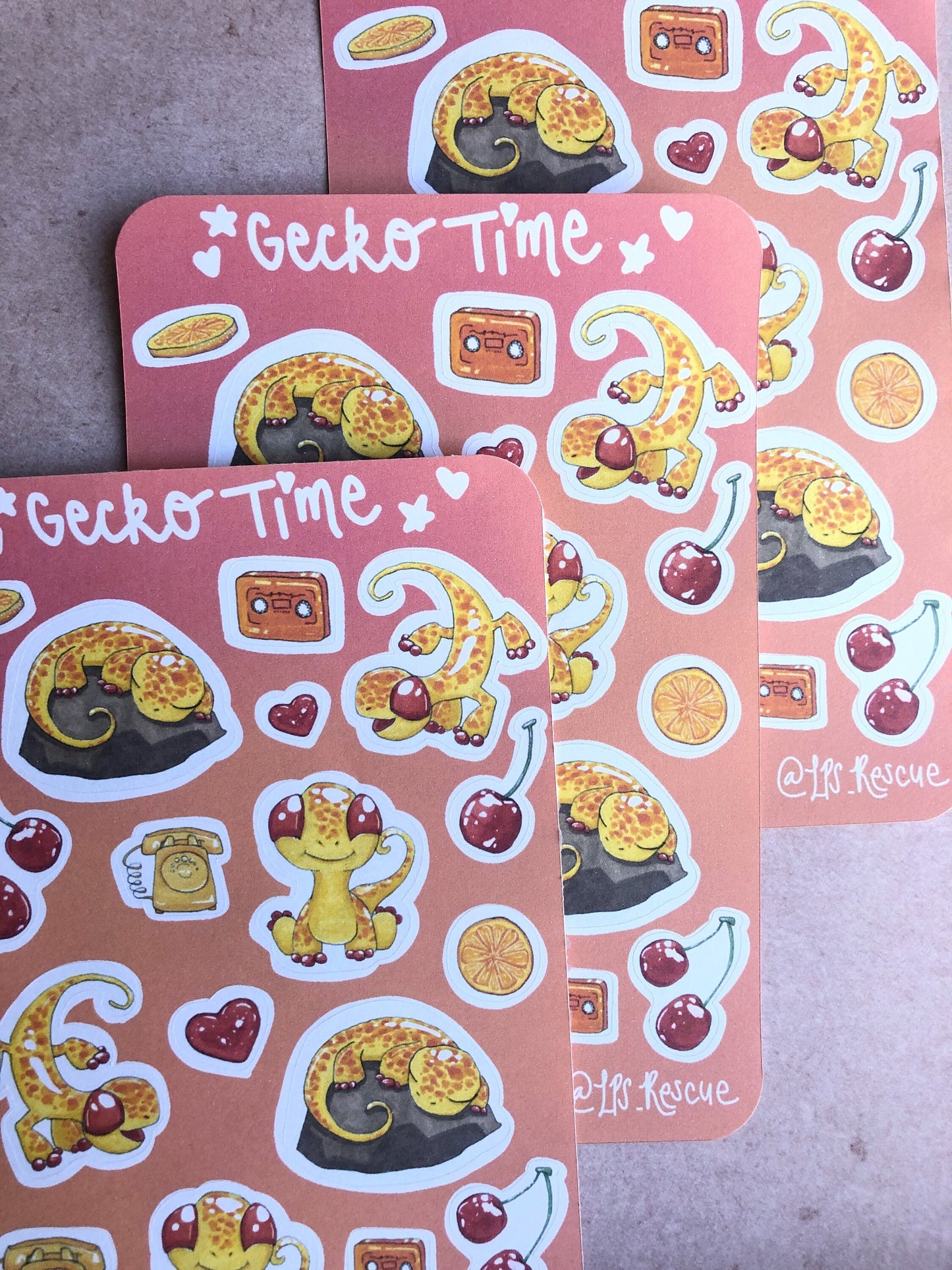 Gecko Time Sticker Sheet - Cute Stickers for your Bullet Journal, Planner, Scrapbook, Notebooks, Decoration, and More