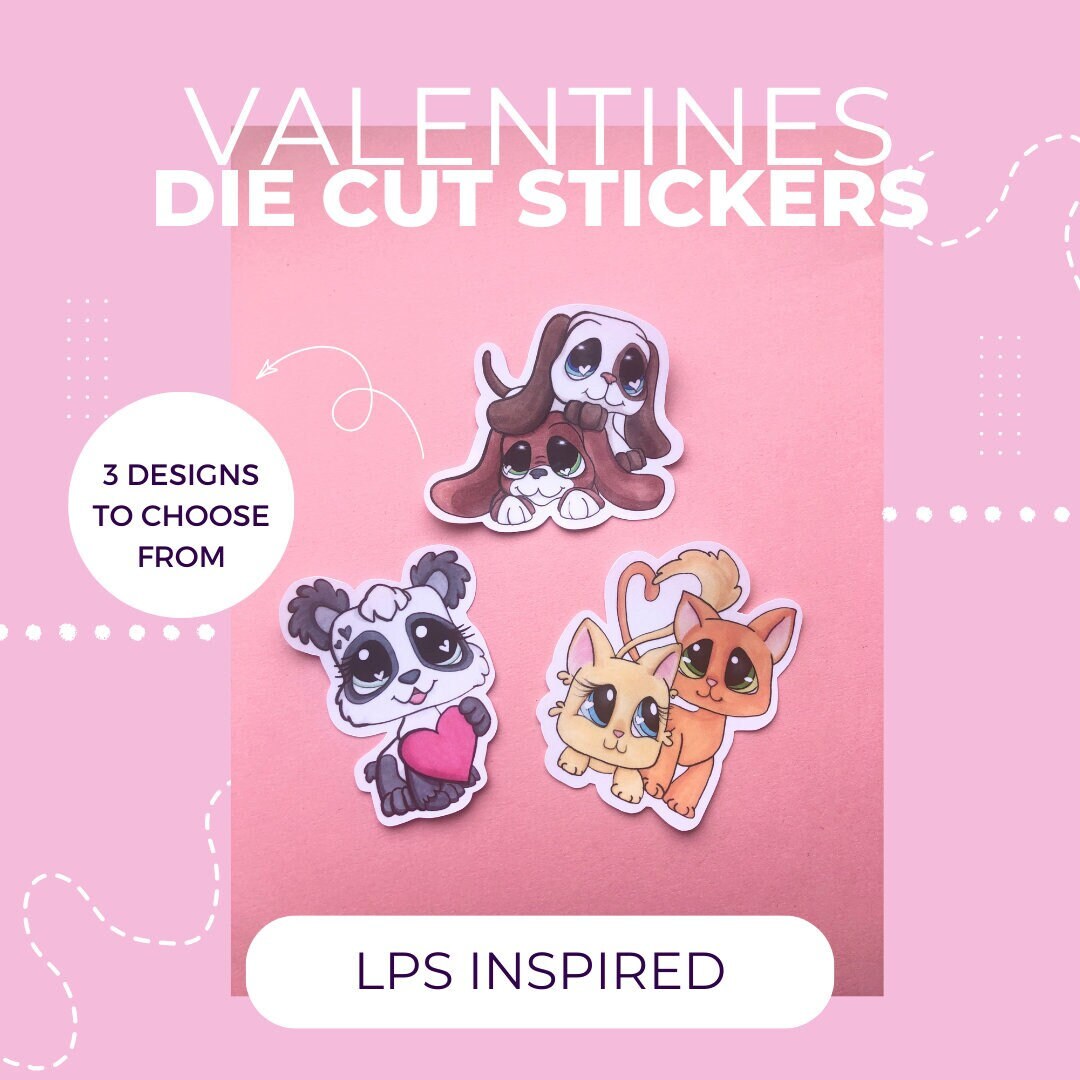 Cute Valentines Die Cut Animal Sticker - Puppy Dog, Kittens, Baby Bear