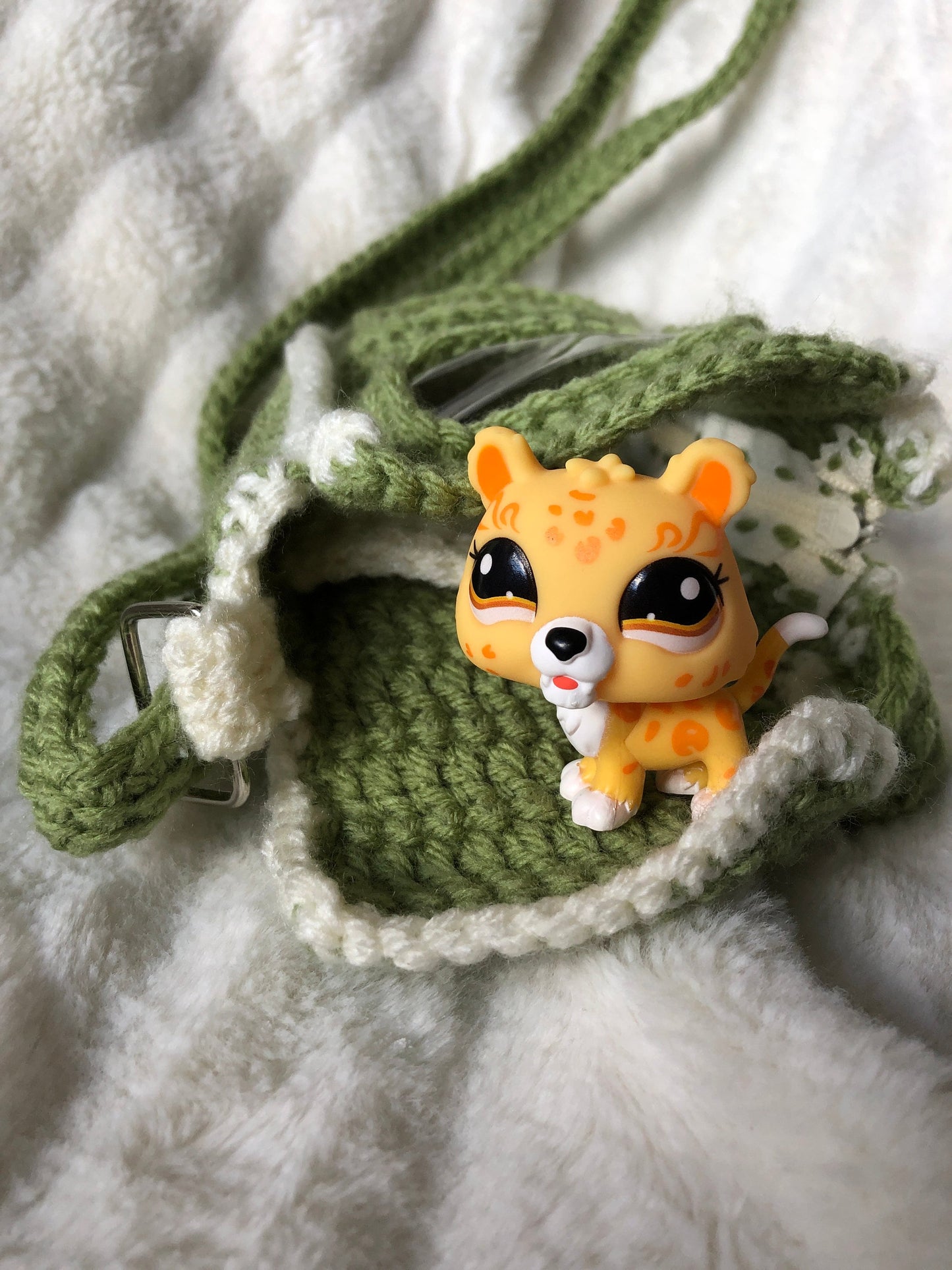 The Essentials Purse in Matcha - Handmade Windowed Shoulder Purse to Take Favorite Toys and Collectibles on The Go (Crocheted Version)