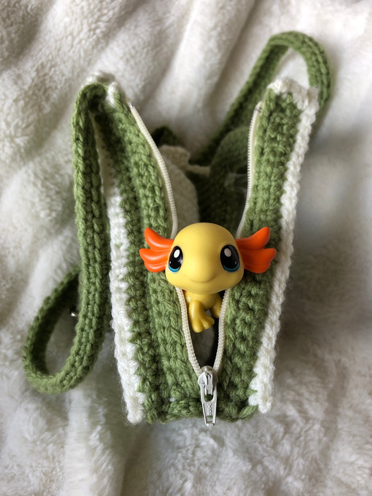 The Essentials Purse in Matcha - Handmade Windowed Shoulder Purse to Take Favorite Toys and Collectibles on The Go (Crocheted Version)