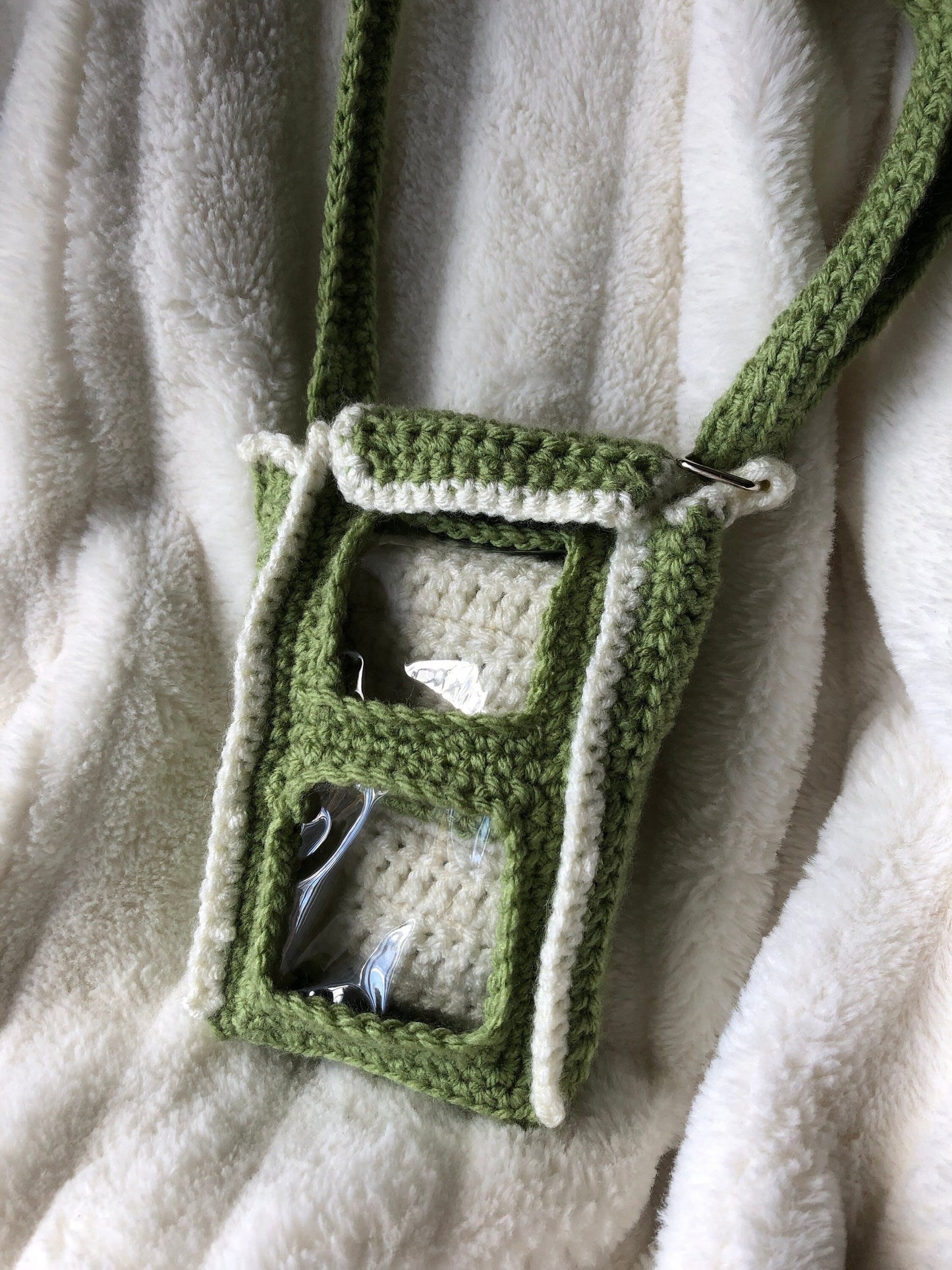 The Essentials Purse in Matcha - Handmade Windowed Shoulder Purse to Take Favorite Toys and Collectibles on The Go (Crocheted Version)